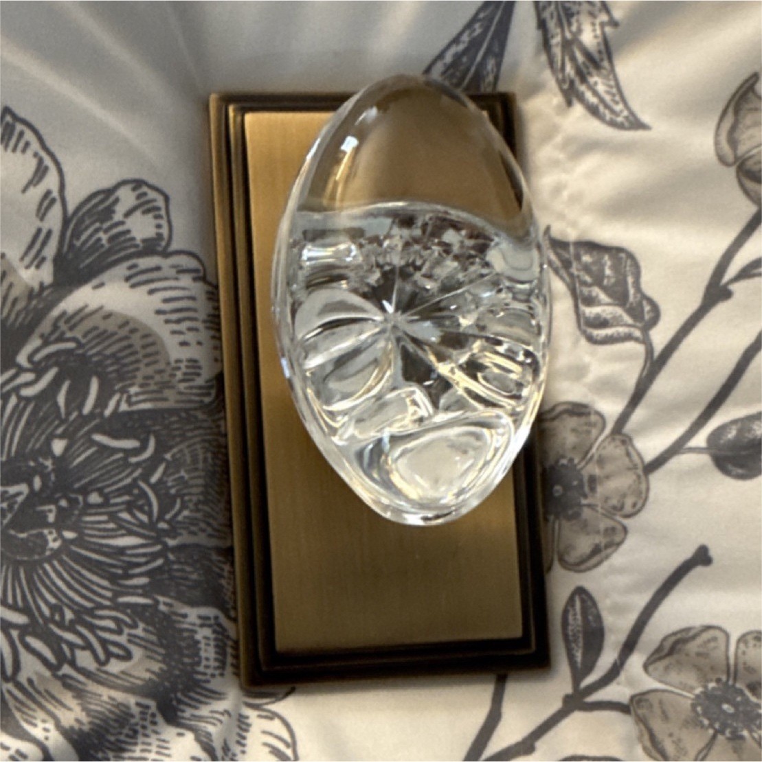 Vintage inspired crystal Door Knob Brushed Brass Plate Antique Style dummy knob