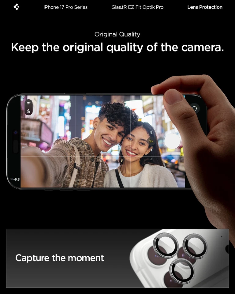 Protector de lente de cámara para iPhone 17 Pro / Max | Spigen [GlasTR Optik Pro EZ Fit] Foto 4 de 4