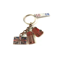 London Double Decker Bus Telephone Flag Fob Keychain
