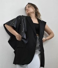 ERMENEGILDO ZEGNA Upcycling vest jacket with faux leather flared sleeve