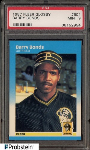 1987 Fleer Glossy #604 Barry Bonds Pirates RC Rookie PSA 9 MINT