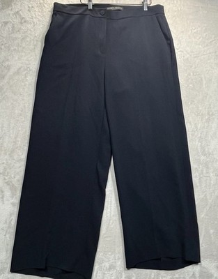 Marina Rinaldi Pants Women's US 16  Dress Flat Front Navy Blue