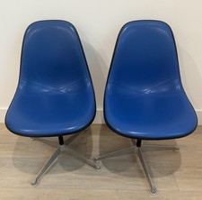 Herman Miller Pair of Swivel Naugahyde Molded Fiberglass Eames Shell Chair MCM