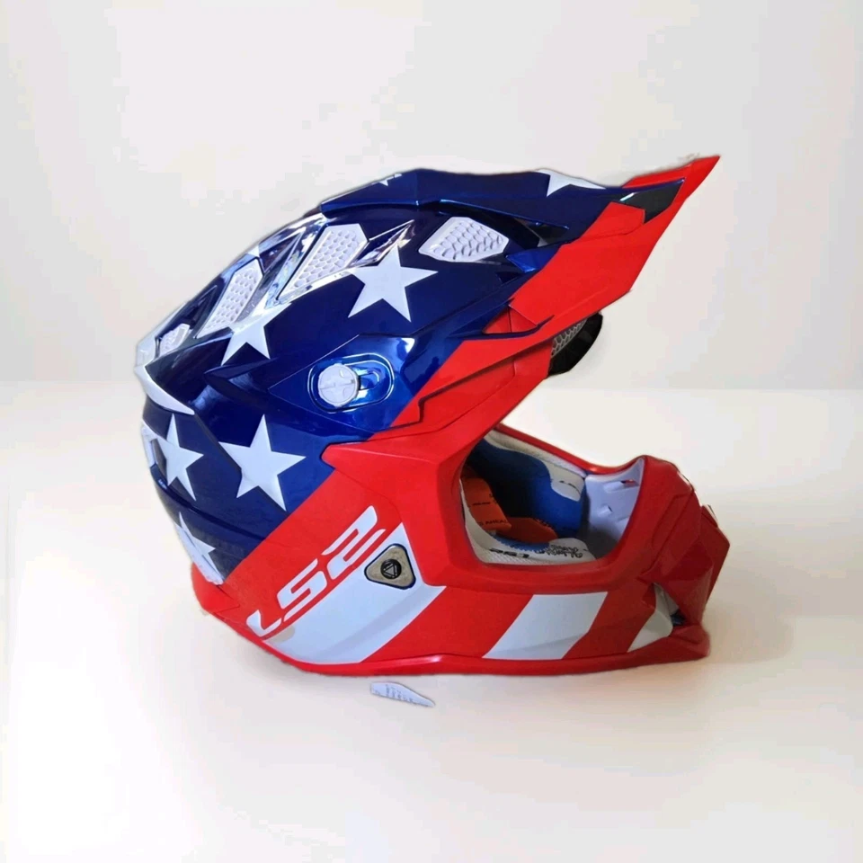 Casco todoterreno LS2 Subverter MX470 Glory MX rojo blanco azul pequeño Foto 4 de 4