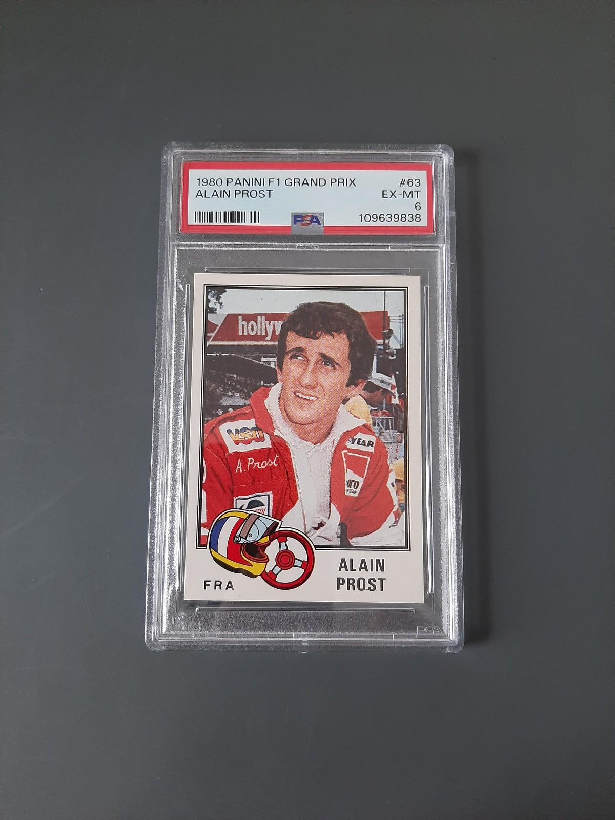 Alain Prost #63 ROOKIE - 1980 Panini F1 Grand Prix Sticker - PSA 6