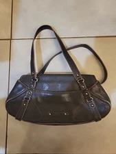 Cole Haan Village Black Pebbled Leather Contrast Stitching Hobo Shoulder Bag