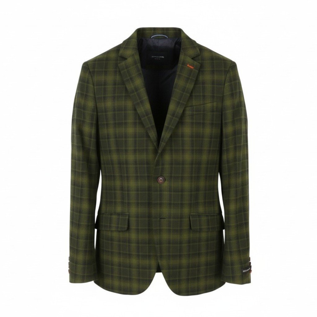 SCOTCH & SODA Blazer Para Hombre M Verde De Cuadros Boton Solapa Notch