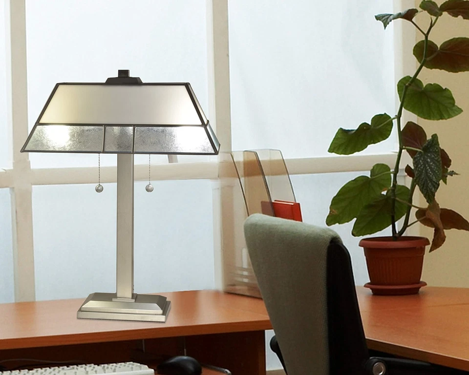 STT16225 Concord Fused Glass Table Lamp 24-Inch High, Silver - Image 2 of 2