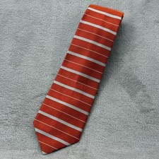 Brooks Brothers Necktie Mens OS Orange White Striped Silk Makers Made in USA