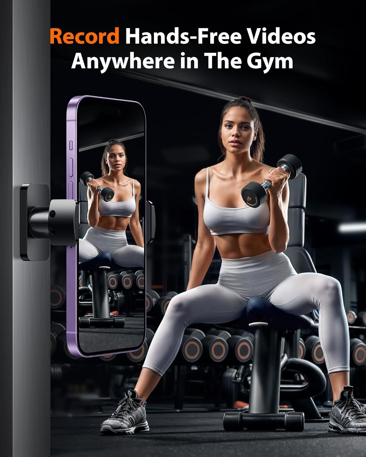 Stouchi Gym Magnetic Phone Holder, 360° Adjustable [N55 Dual Magnet] Black 