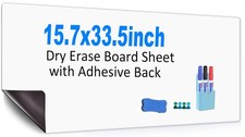Dry Erase White Board Sheet with Adhesive Back,15.7" x 33.5"Self-Adhesive Whi...