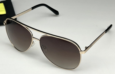 QUAY VIVIENNE Women's 64mm Aviator Sunglasses Gold Frame Brown Gradient Lens NEW