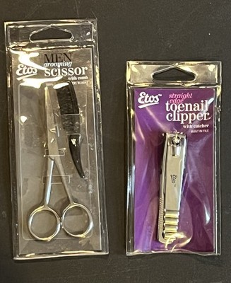 Etos Men s Grooming Stainless Steel Scissors & Nail Clipper With Catch And File