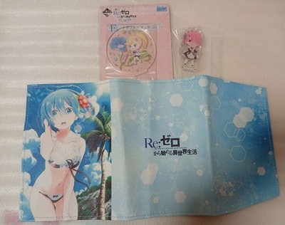 Re:Zero Rem & Ram Swimwear Book Cover + Acrylic Stand, 2Piece Set (1 Unopened),