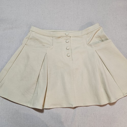 Sabo Mari Skirt NWT Size 8 Cream High Waisted Mini Center Button Placket Cotton 