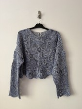 NWT Next Blue Marl Cropped Crochet Top Size L