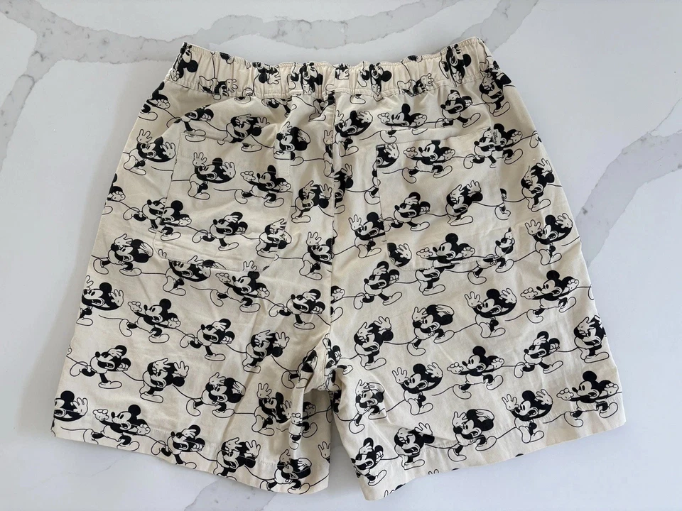 Pantalones Cortos Disney Mickey Mouse Talla Grande Beige Raro Estampado De Colección Para Hombre Unisex Foto 4 de 4