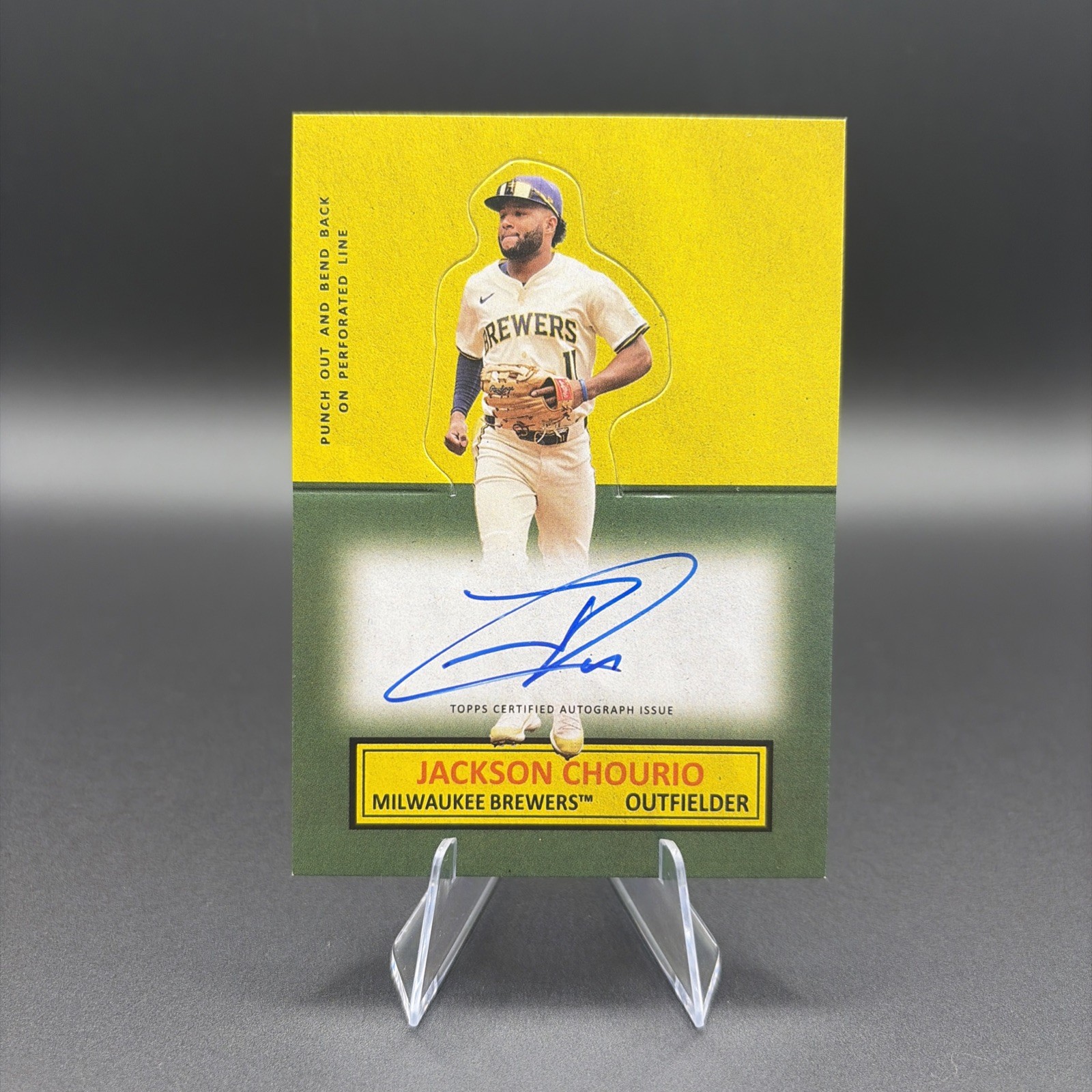 Jackson Chourio #64SUA-JC Baseball Cards 2025 Topps Archives 1964 Stand-Ups Autograph trading card — raw and PSA graded price guide