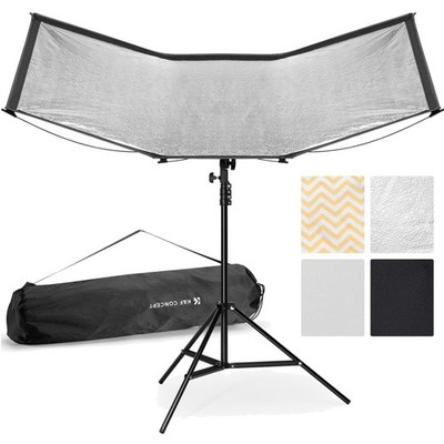 Lichtreflektor 120x65cm Clamshell U-Typ Fotografie Diffusor 4-in-1 mit Ständer