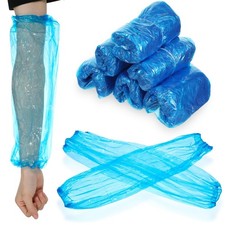 APLZGMG 100Pcs Disposable Arm Sleeves Covers, Plastic Sleeve 15", Blue