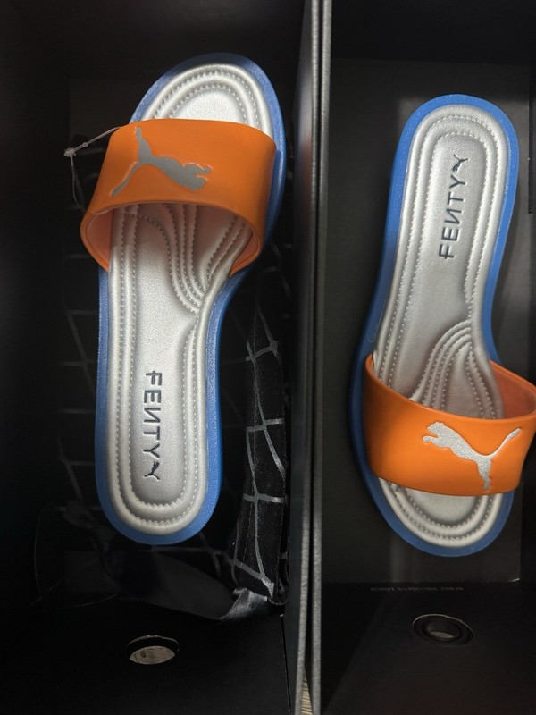 PUMA Fenty x Puma Chic Slides in the Rickie Orange and Raci US 6 EU 36