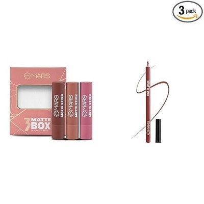 MARS Matte Box Set of 3 Lipsticks for Women (3x3.2 gm) (05-Blushed & Nudes) Matt