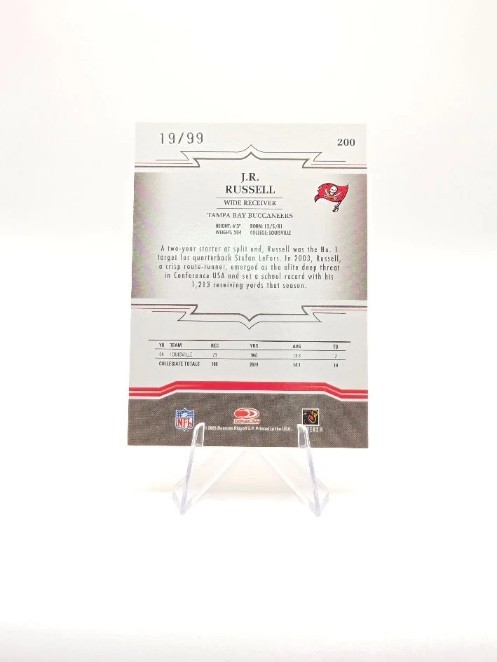 J.R. Russell 2005 Donruss Throwback Threads RC SP /99 #200 Buccaneers - Image 2 of 2