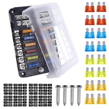 12V 12 Way Blade Fuse Box Block Holder With LED Indicator & Fuses