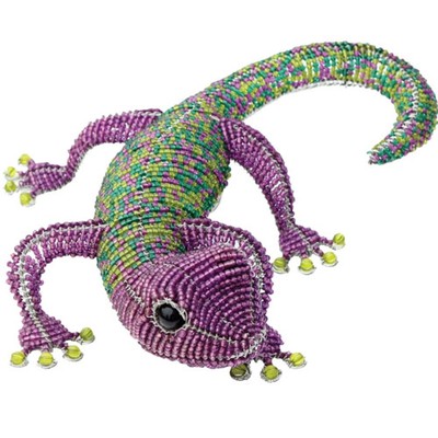 Glass Purple, Turquoise and GreenBeaded Gecko  a unique accent around the home.