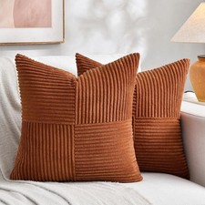 2 Packs Rust Boho Decorative Throw Pillow Covers 18x18 Inch for Couch Bed Sofa