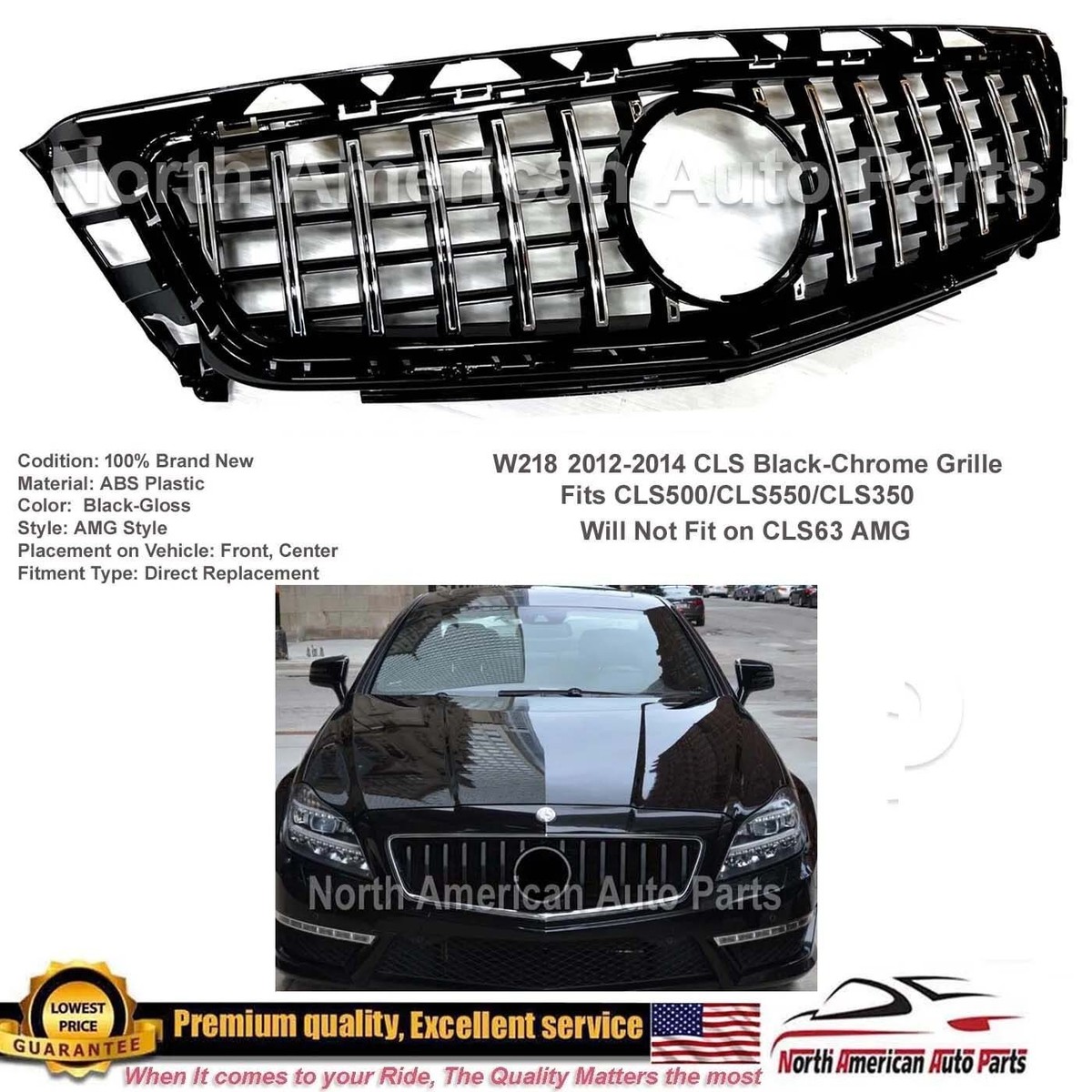 CLS GT GTR Grille Black-Chrome Facelift CLS550 2012 2013 2014