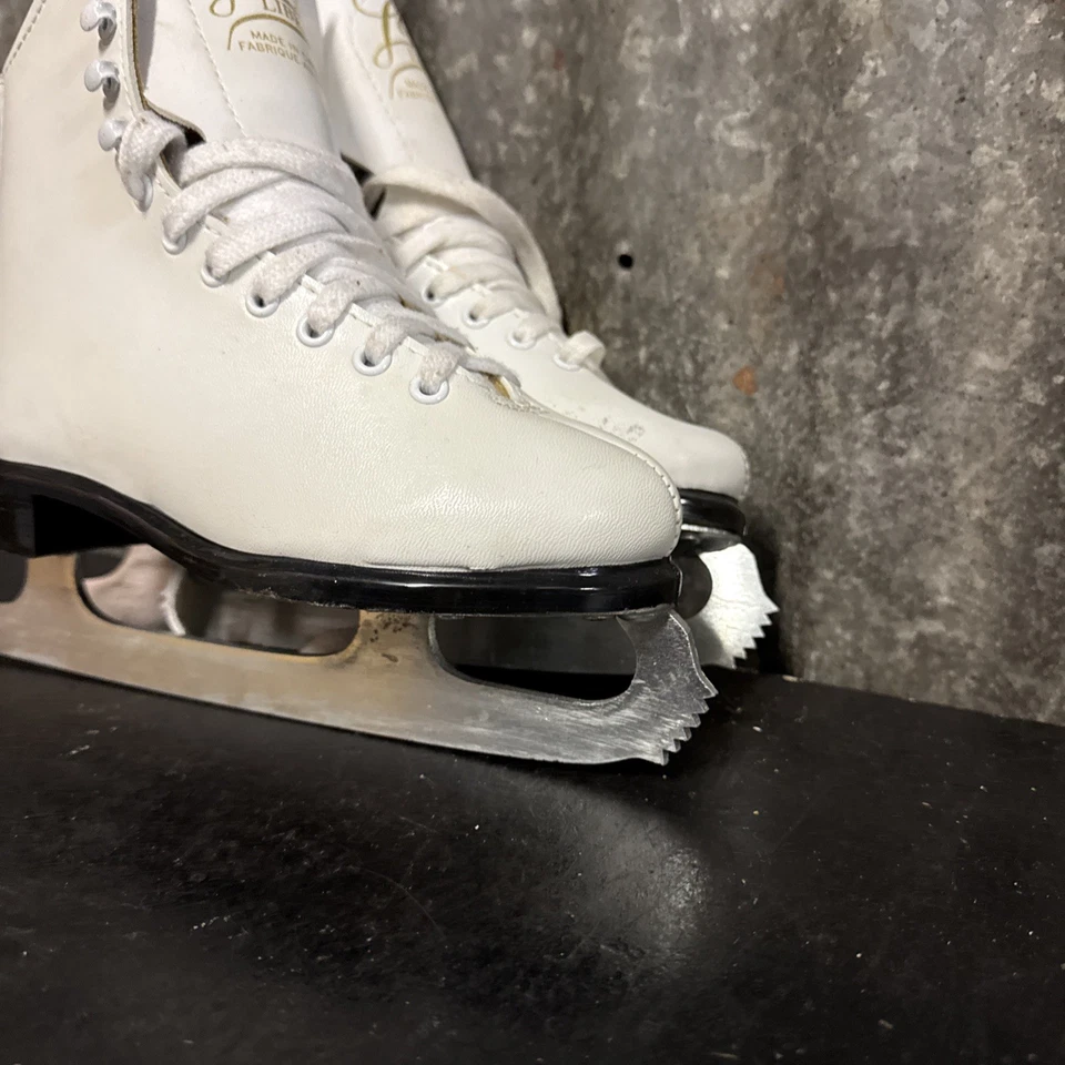 Patines de hielo Lange Libra 2 vintage de cuero blanco con cordones Canadá para mujer talla 6 Foto 3 de 4