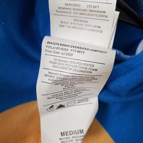 Sonic The Hedgehog Jumpsuit Boys M Blue Costume Oversized Dress Up Halloween 