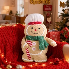 Christmas Gingerbread Man Pillows, Christmas Decoration Winter Soft Fleece Cu...