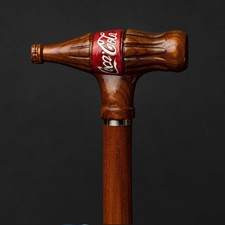 Hand carved wooden Coca C walking stick for men women cane everyday us for walk