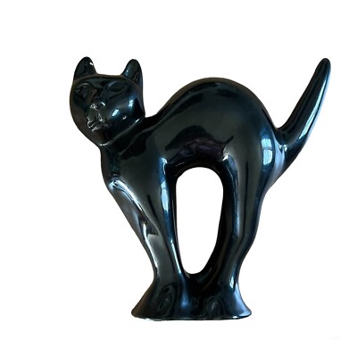 Vintage McCoy Limited Black Cat Candle Holder Ceramic Halloween | eBay