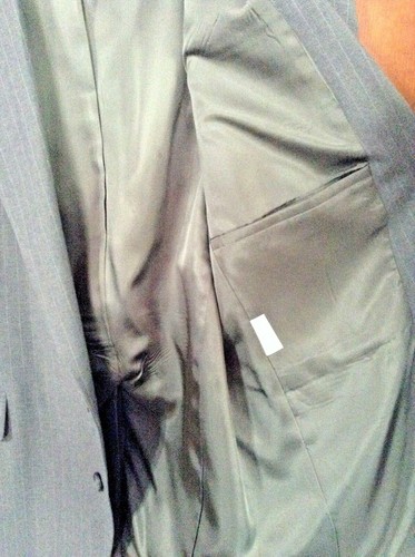 MEN'S SZ 42 R HAGGAR SUIT JACKET COAT DK GREY PIN STRIPE STEAMPUNK VINTAGE LINE - Picture 5 of 10