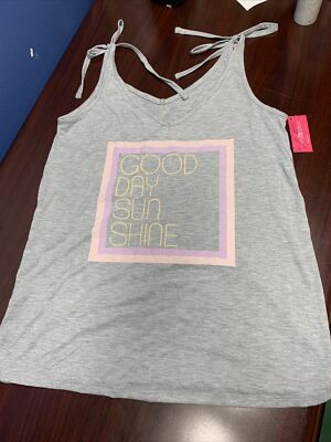 Xhilaration Tank Top Sleepwear Womens S Small Gray ''Good Day Sun Shine''~NWT