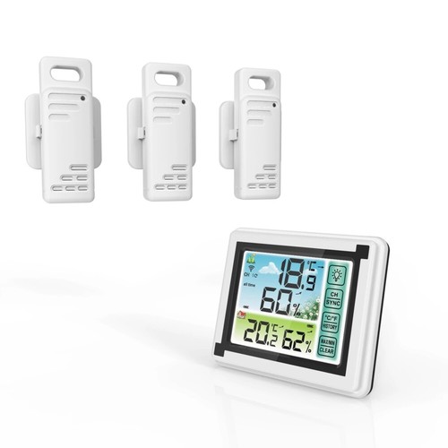 Wetterstation Digital Thermometer Hygrometer mit 3 Innen Außen Sensor DHL - Bild 3 von 11