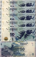 Argentina 50 Pesos 2015 P 362 UNC LOT 5 PCS NR
