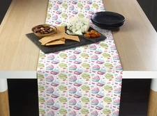 Cupcakes White Table Runners  12"x72" or 14"x108"