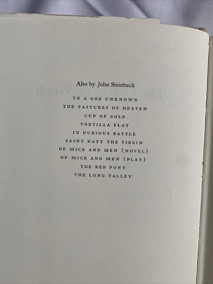 The Grapes Of Wrath 1967 Hard Cover Book W/Original Dust Jacket And Slip Cover - Image 4 of 4