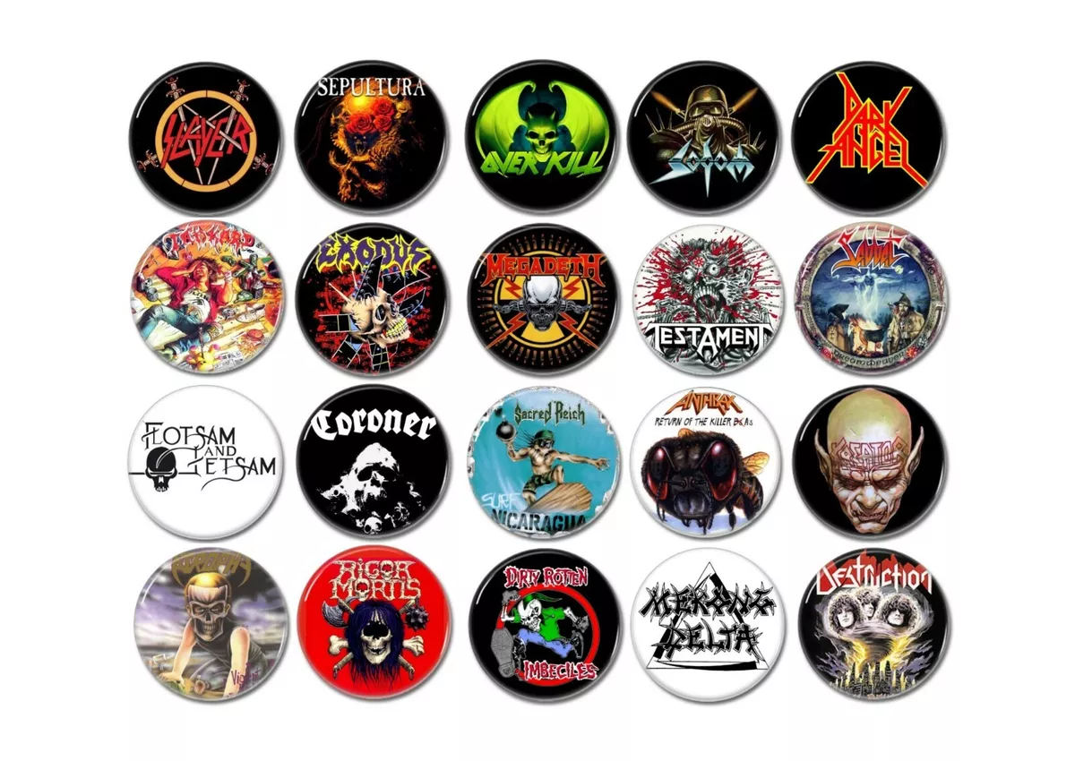 Thrash Metal band buttons (1Inch, mixed lots, heavy metal, pins, badges)