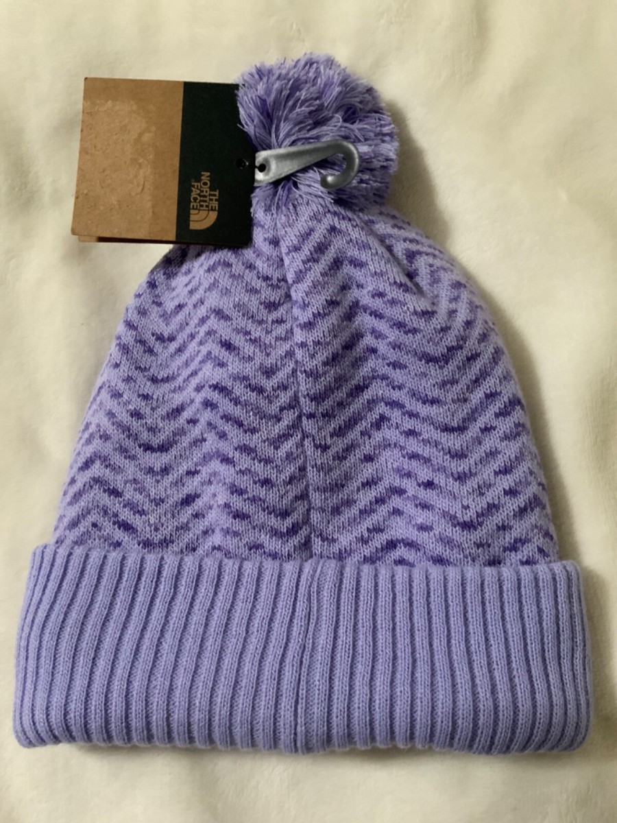 THE NORTH FACE GIRLS CHEVRON POM BEANIE HAT SWEET LAVENDER  display picture 2