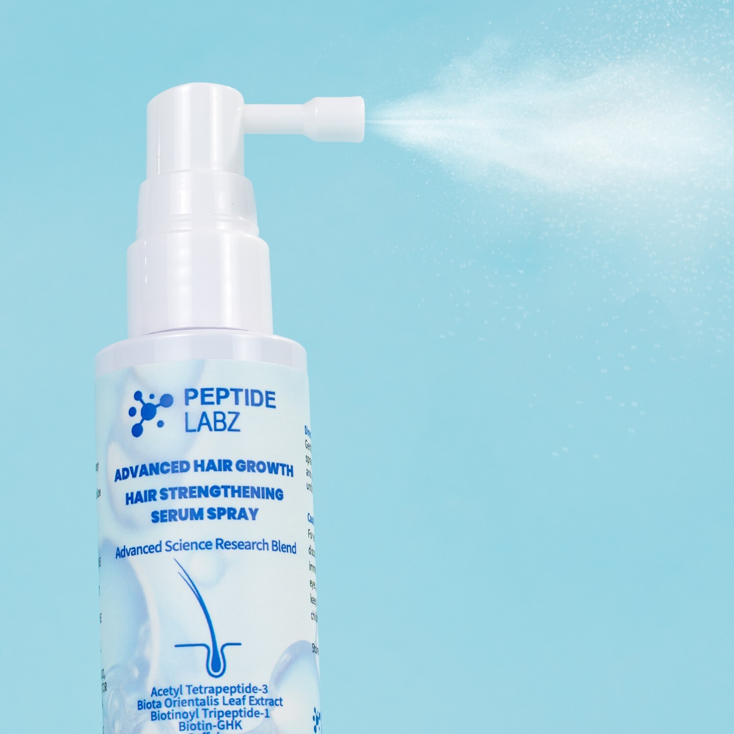 Hair Growth Peptide Serum Spray, Acetyl Tetrapeptide-3, Biotin-GHK, and Caffeine