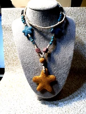 MULTI COLOR LAVA BLUE & WHITE HOWLITE BEADED NECKLACE - 28 IN.