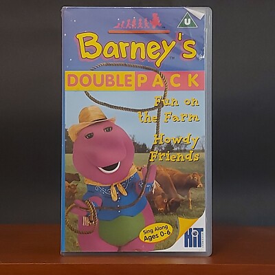 BARNEY S FUN ON THE FARM + HOWDY FRIENDS VHS VIDEO DOUBLE PACK 2001 Dinosaur Kid