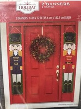 2 Nutcracker / Soldier Holiday Time Christmas D cor Banners Front Door New 6ft