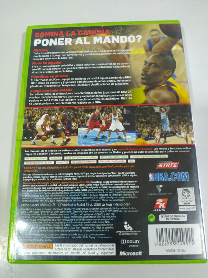 NBA 2K10 Kobe Bryant 2K - Juego Xbox 360 Edicion España PAL - 3T, foto 3 de 5