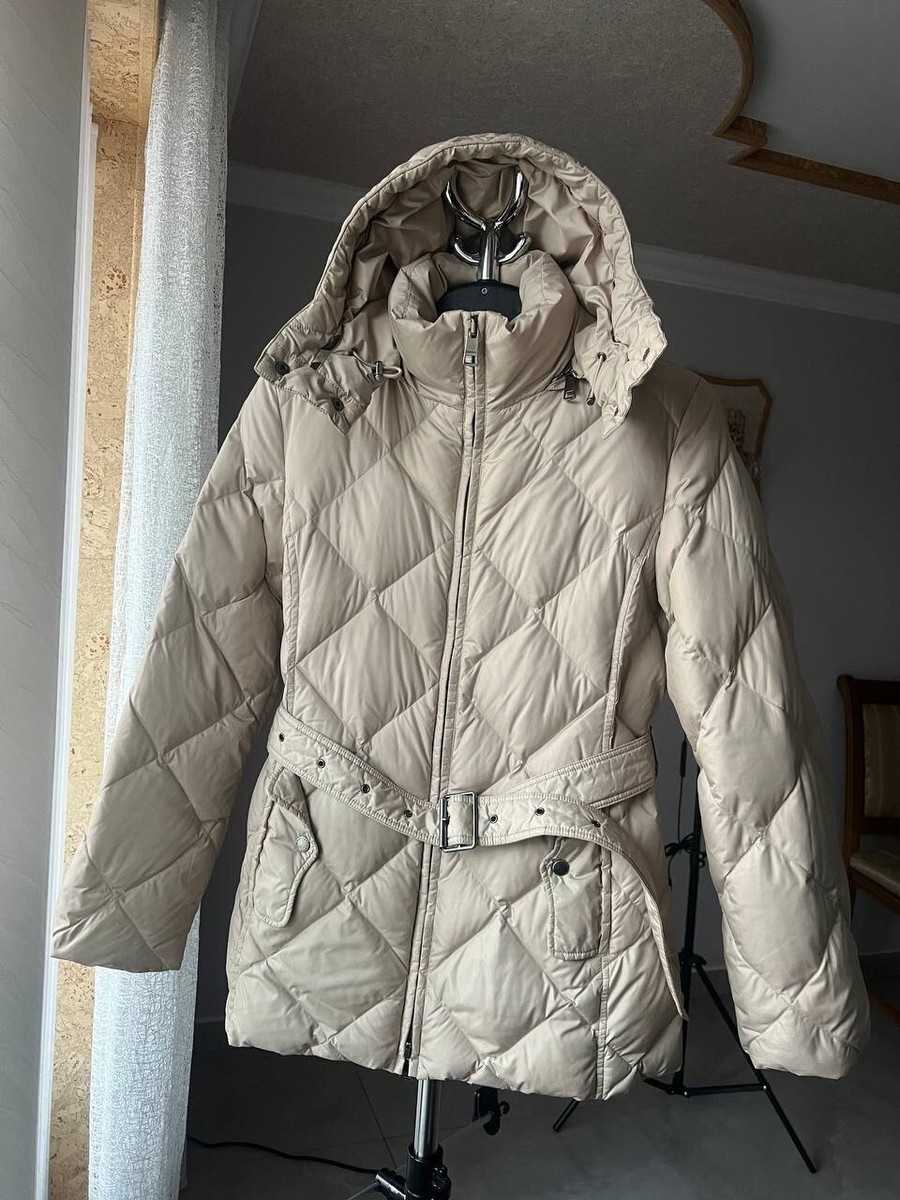 BURBERRY BRIT GOOSE DOWN PUFFER HOODED JACKET WITH BELT FULL ZIP